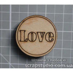 Деревянная фишка ''Love'', 30*30 мм, 1 шт