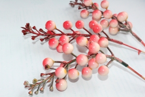 Веточка с ягодками красно-бежевого цвета, 11 см