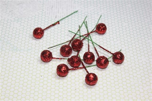 Шарики блестящие декоративные красного цвета, 12 мм, 10 шт
