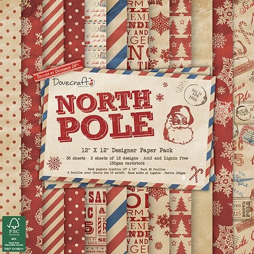 Набор бумаги North Pole от Dovecraft, 30*30 см, 12 листов