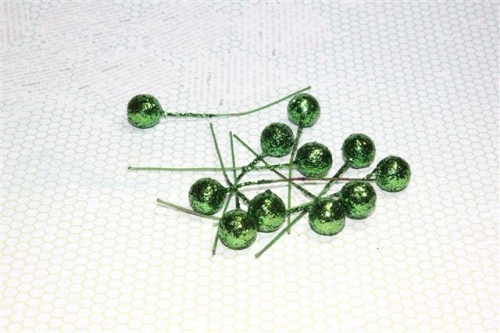 Шарики блестящие декоративные зеленого цвета, 12 мм, 10 шт