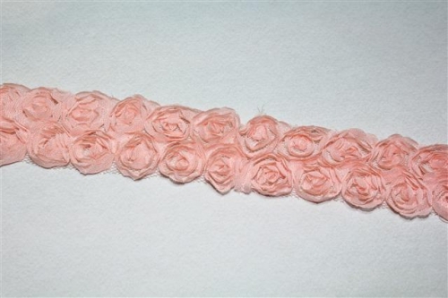 Лента с розами тканевыми персикового цвета, 3 см, 50 см