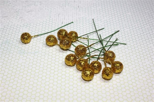 Шарики блестящие декоративные золотого цвета, 12 мм, 10 шт