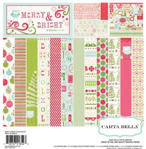 Набор бумаги Merry & Bright, 30х30 см, Carta Bella 9 листов +2 листа наклеек