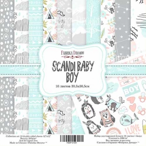Набор двухсторонней бумаги ''Scandi Baby Boy'', 30*30 см, 10 листов
