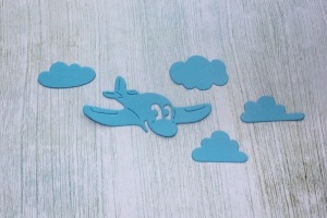 Высечка ''Самолет в облаках'', 5 деталей