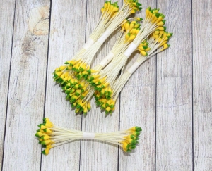  Тычинки каплевидные зелено-желтые головки, 4 мм, 24-25 нитей