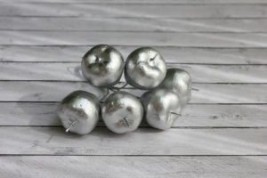 Яблочки серебряные, 25 мм, 6 шт