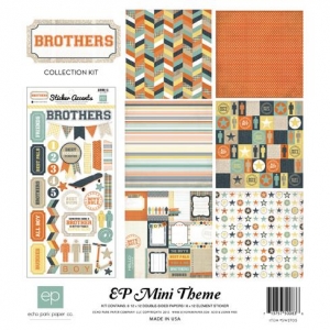 Набор бумаги Brothers Mini Theme, 30х30 см, Echo Park, 6 листов + 1 лист наклеек